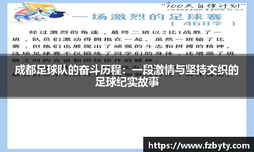 成都足球队的奋斗历程：一段激情与坚持交织的足球纪实故事